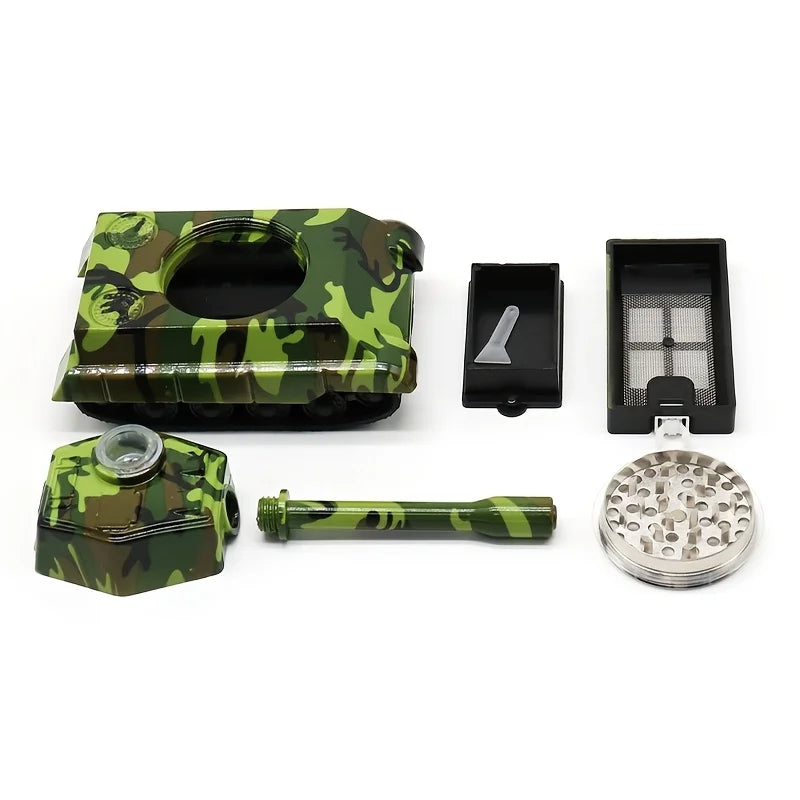 Creative Tank Tobacco Grinder with Pipe Tobacco Shredder Metal Grinder Herb Grinde rPortable Easy-Clean Smoking Pipe Accessories Qme