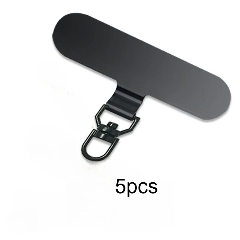 Newly Upgraded Mobile Phone Lanyard Connector, 360 ° Rotatable Stainless Steel Mobile Phone Lanyard Piece, Metal Patch Gasket Qme Black 5pcs