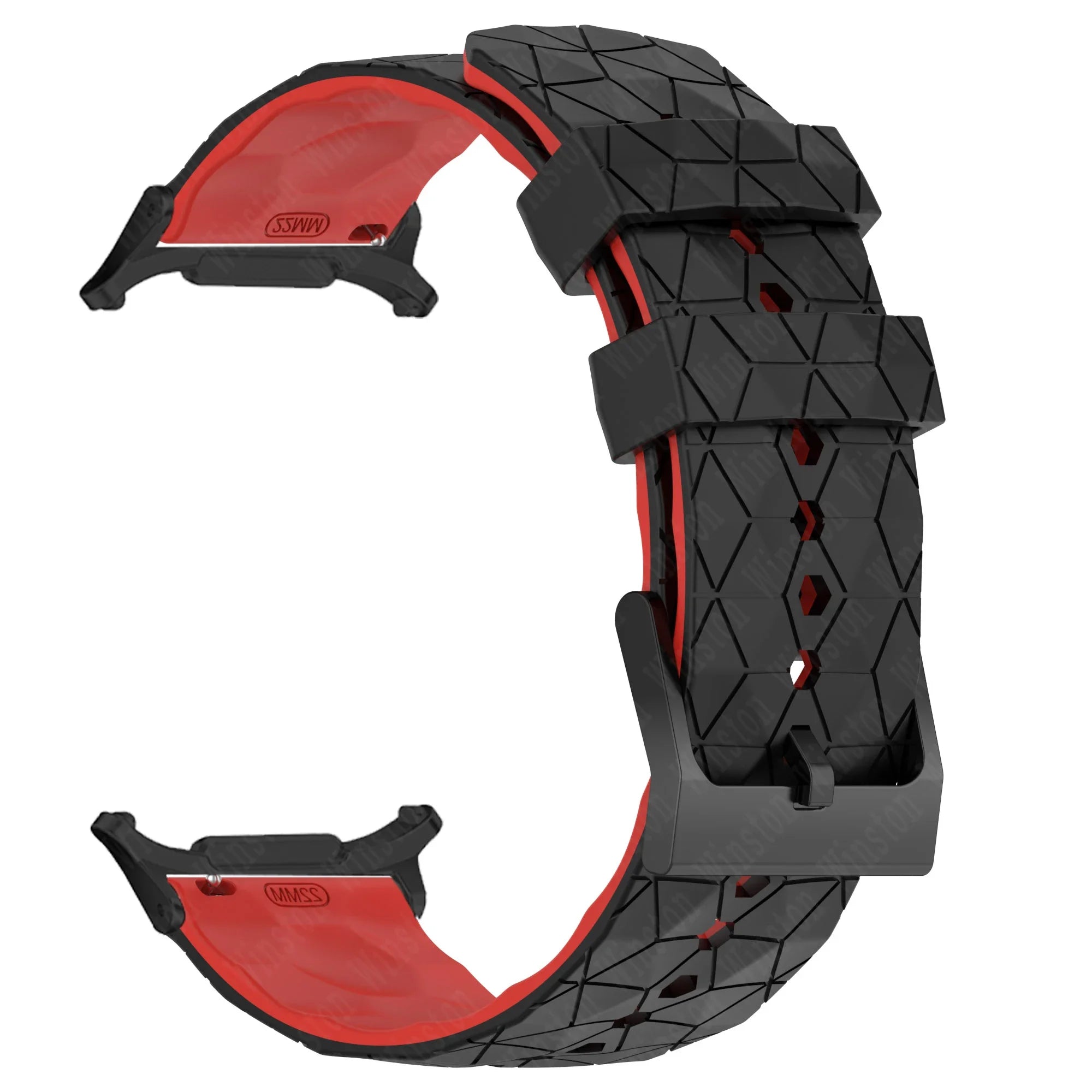 Sports Silicone Strap for Samsung Galaxy Watch 7 Ultra 47mm Soft Watchband Quick Fit Bracelet for Galaxy Watch 7 Ultra Wristband Qme Black Red-B Galaxy Watch 7 Ultra