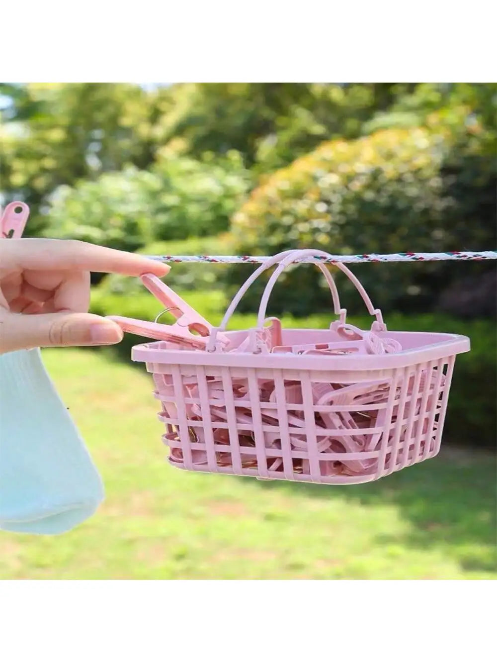 Plastic Clothes Pins Drying Clips Windproof Small Pegs Basket Qme
