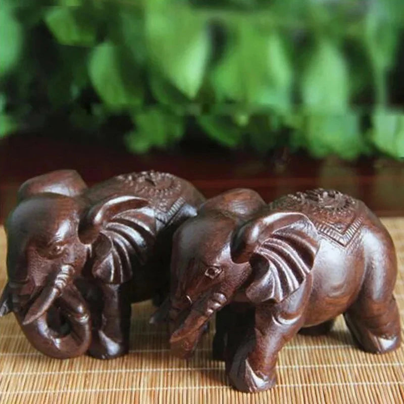Luxury Elephant Figurine Wooden Ornaments Crafts Retro Home Feng Shui Qme