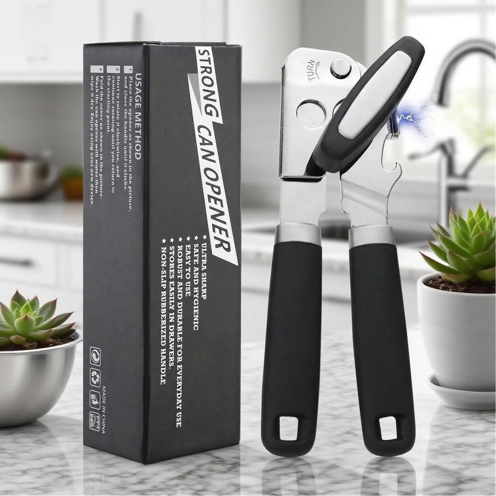 Hand Held Can Opener Kitchen Can Opener Magnetic Grippers Tools With Non-Slip Handle Lid Remover For Kitchen Canning Counter Qme