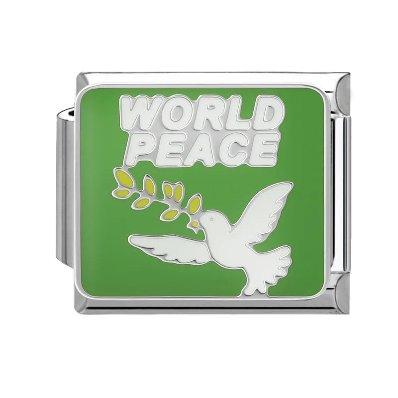2026 New Wholesale World Peace Dove Love Heart Birds Italian Charm Fit 9mm Stainless Steel Bracelet Making Women Jewelry Gift s Qme Style 16