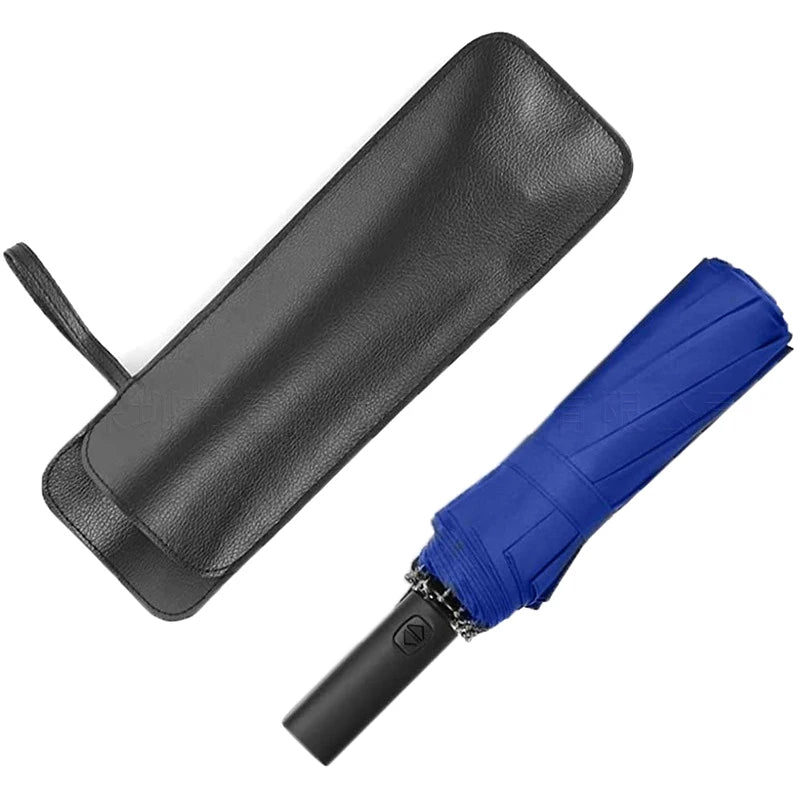 Versatile Black PU Leather Umbrella Storage Pocket Waterproof Easy Qme