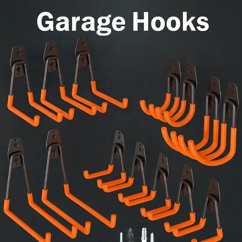 Heavy Duty Garage Hooks,Heavy-Duty Garage Hooks - Wall-Mounted Storage for Power Tools, Bulk Items & Bikes,Garage Organiza Qme
