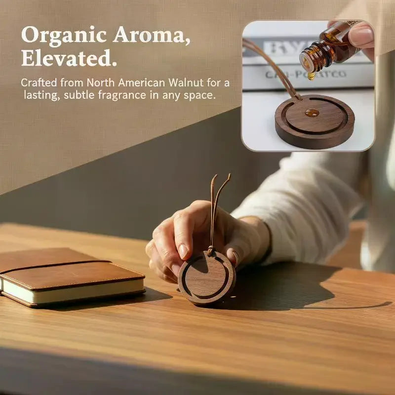 Round Premium Wood Diffuser Handmade White Wax Black Walnut Elegant Qme