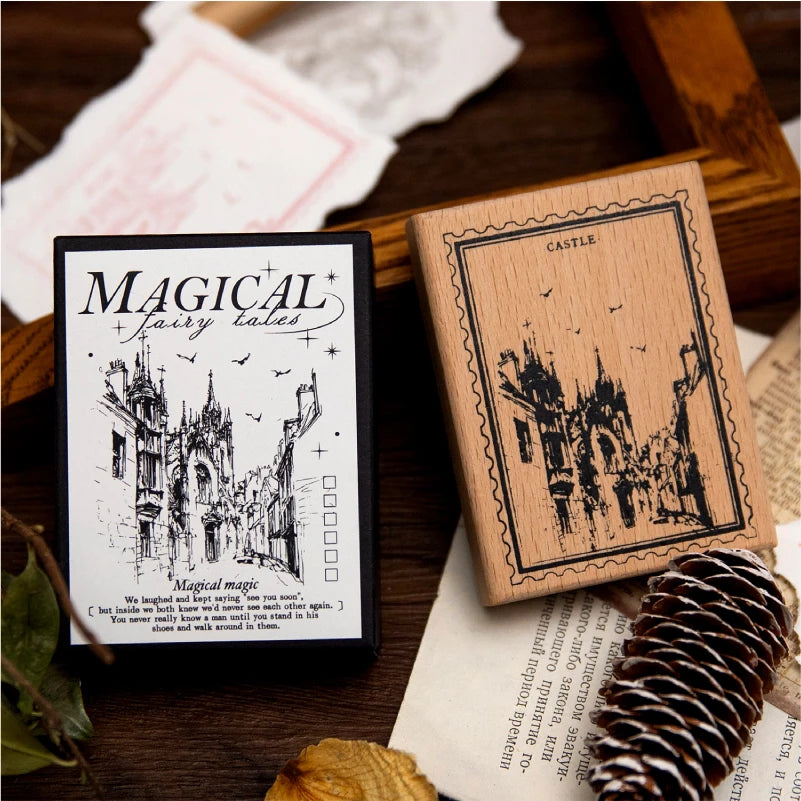 Magical Fairy Tales Handbook Seal DIY Retro Literary Daily Decoration Wooden Seal stamp Creative Stationery stamp wooden stamp Qme
