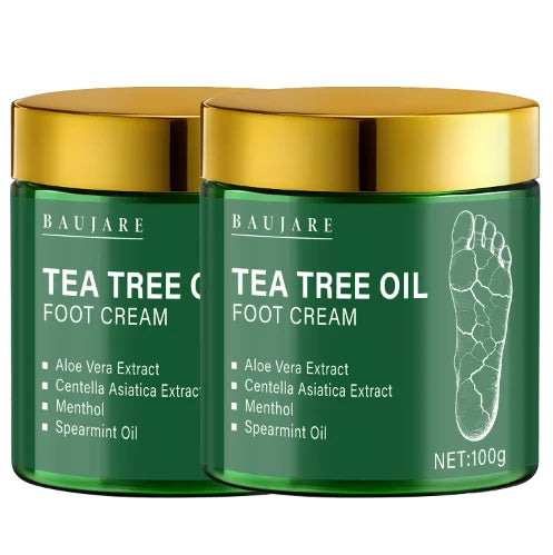 Tea Tree Oil Foot Cream with Aloe & Menthol - Moisturizes & Softens Skin with Hyaluronic Acid & Retinol Qme green 100g