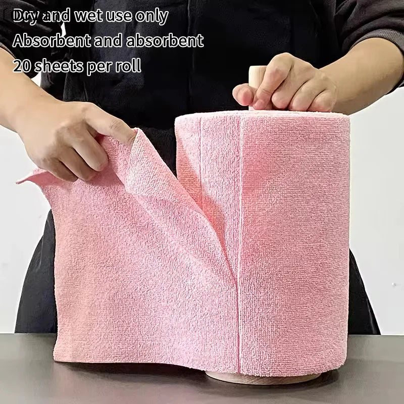 Tear-off Cleaning Cloth Roll Durable Reusable Dish Towel Kitchen Qme