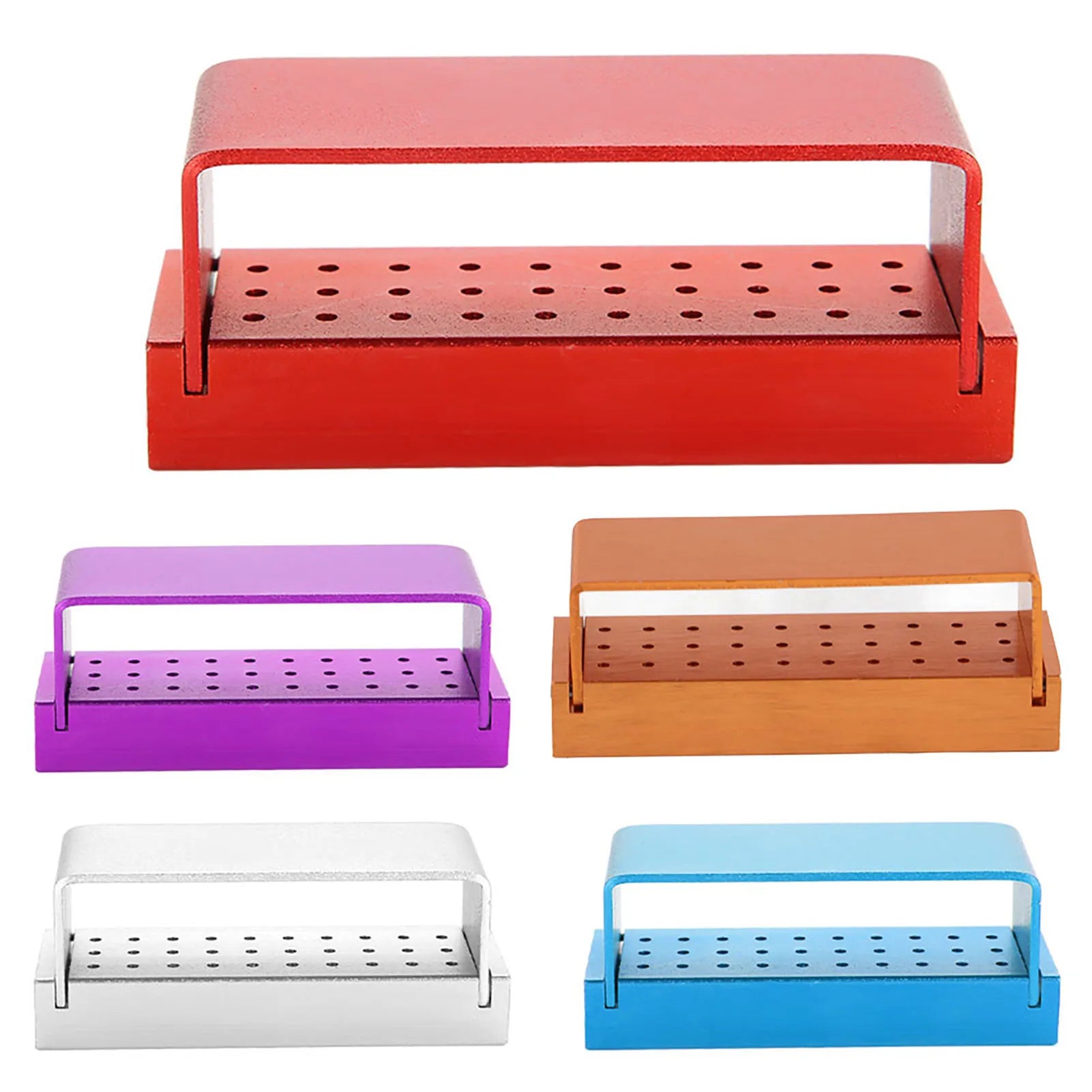 30 Holes Aluminium Disinfection Box Case Dental Bur Burs Block Holder Autoclavable Dentist Tool Burs Block Holder Dentist Tool Qme
