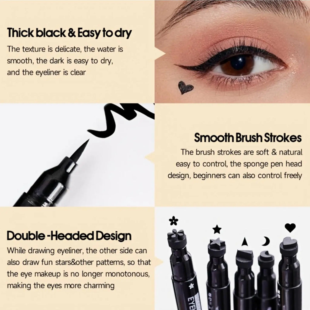 Double-head Liquid Eyeliner Pen Stamps Natural Finish Waterproof Qme