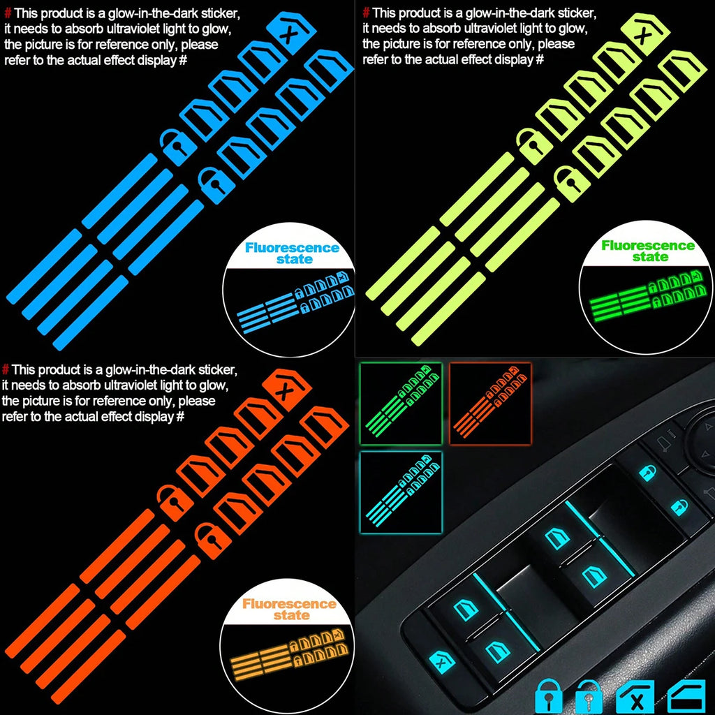 Car Window Control Button Luminous Stickers Auto Interior Qme