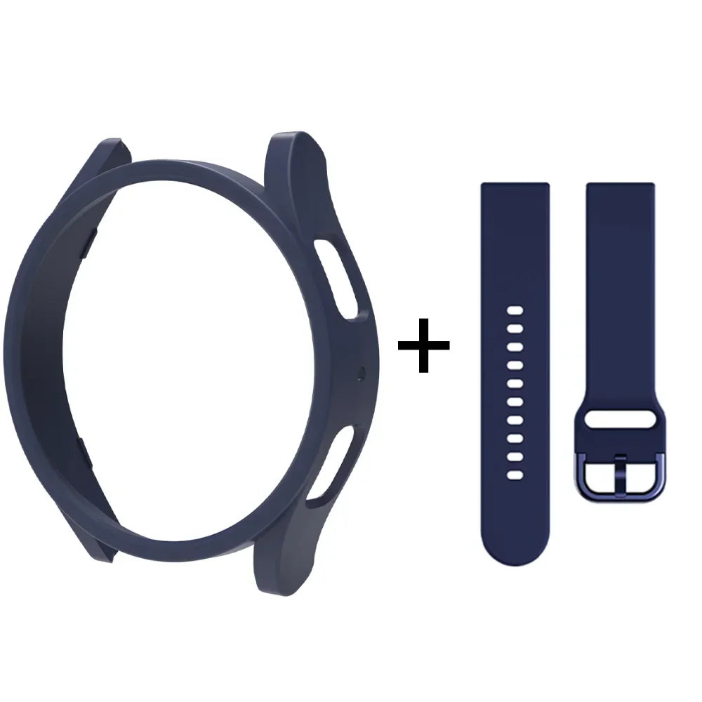 Strap+Case for Samsung Galaxy Watch 6/5/4 40mm 44mm PC Hollow Bumper for Galaxy Watch 4/6 Classic 42mm 46mm 43mm 47mm Band+Cover Qme
