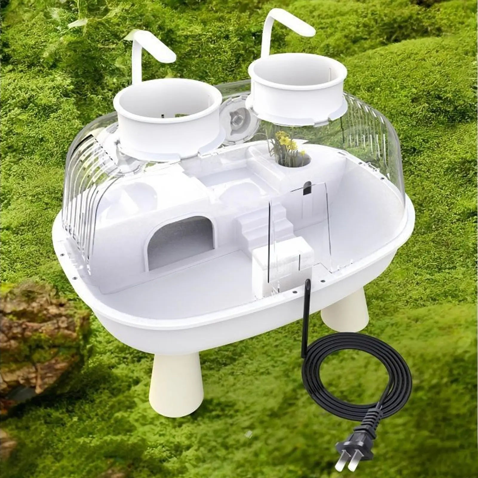 Aquatic Turtle Tank Clear USB Powered Basking House Turtle Tank Pet Reptile Habitat For Indoor Home Living Room Apartment Office Qme