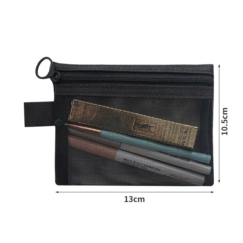 Large Capacity Mesh Cosmetic Bag Casual Pencil Cases Zipper Makeup Qme S