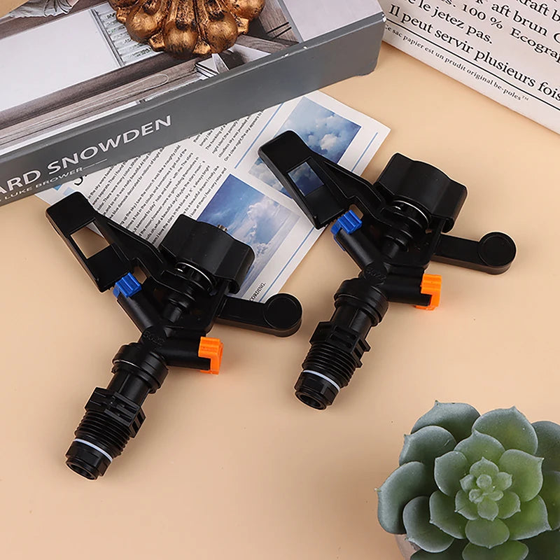 Lawn Irrigation Rotating Sprinkler 360 Degrees Auto-rotate Two Holes Water Spray Head Garden Yard Watering Sprinkler Nozzle. Qme