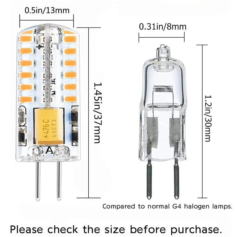 G4 LED Light Bulbs Warm/Cold White 2700K-6000K 3W Equivalent to 30W Non-Dimmable T3 Halogen Track Bi-Pin Base 12V Lamp 10Pack Qme