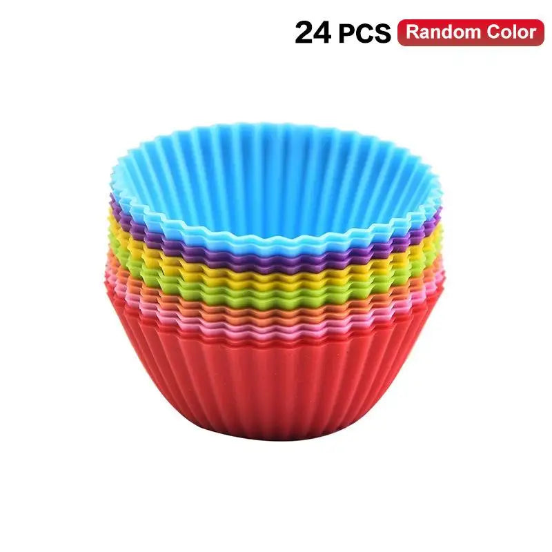12 Silicone Lunch Box Dividers Bento Dish Cups Salad Dressing Kid Qme Round 24PCS