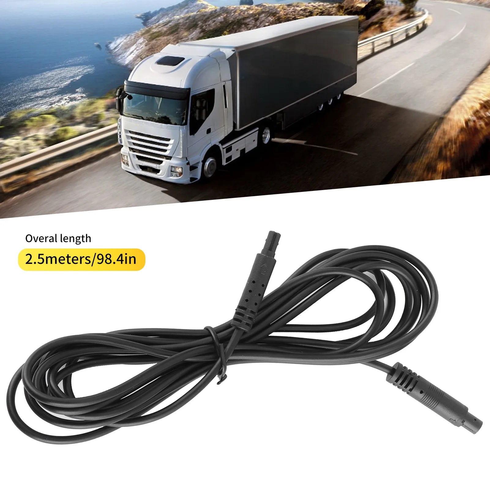 2.5m 4Pin Car Dash Cam Extension Cable Rear View Backup Camera Wire for 12V 24V Truck Trailer Dash Cam Extension Cable Qme