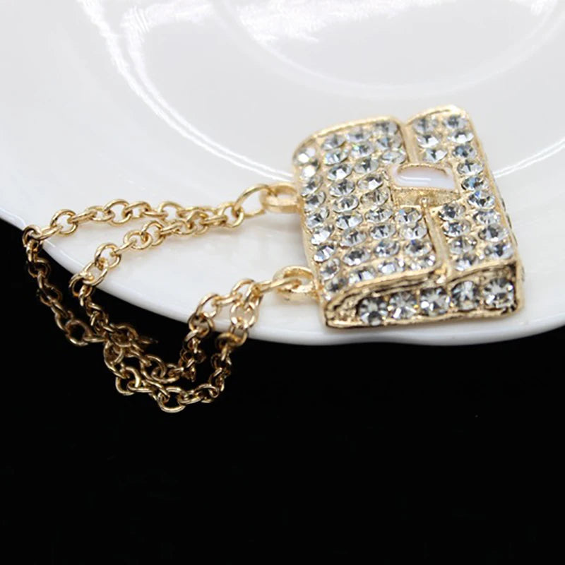 Fashion Creative Doll House Mini Metal Chain Bag Pendulum Doll Bag Miniature Shopping Handbag Clothing Accessories Qme Gold