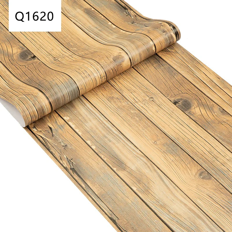 45CM PVC Wood Striped Self-Adhesive Wallpaper Background Wall Desk Cabinet Furniture Renovation Waterproof Sticker Qme