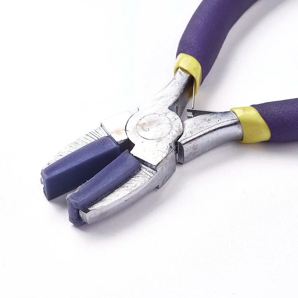 Steel Jewelry Flat Nose Pliers with Replaceable Nylon Jaw, Stainless Steel Color 13.8x5.8x1.3cm for Jewelry Making Tools Qme