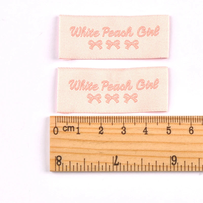 20pcs 18-53mm Assorted Cute Cherry Peach Fabric Labels, Handmade Sew On Tags for DIY Clothes Bags Crafts cp4301 Qme 49x20mm-7