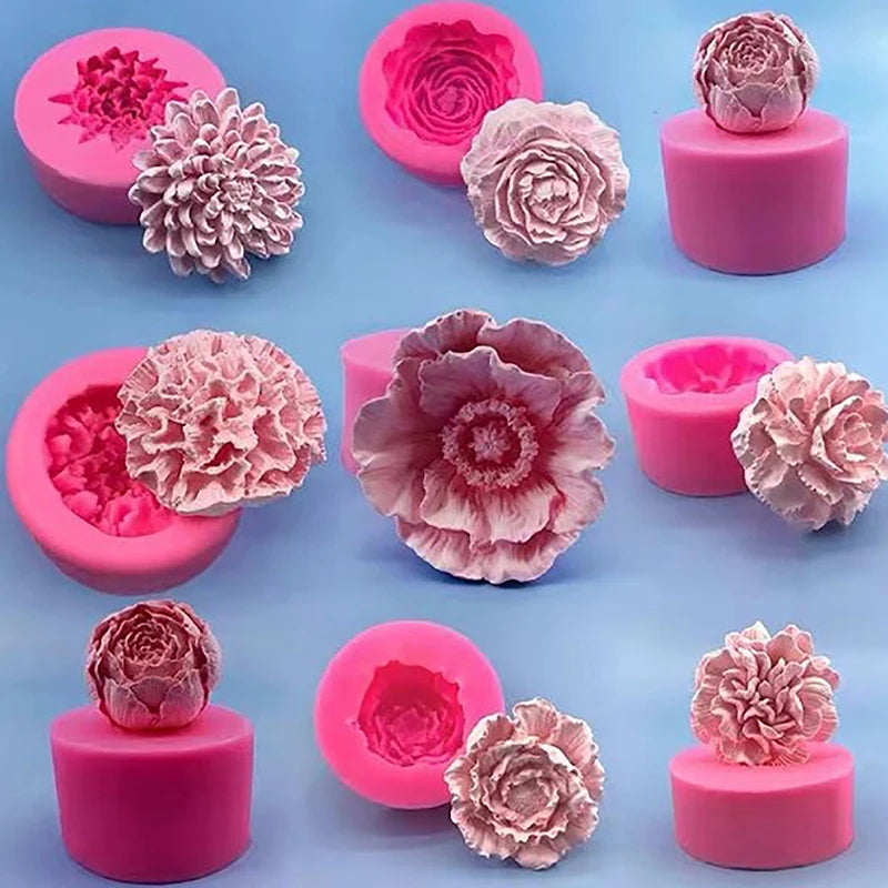 Silicone Cake Mold Chocolate Soap Making Tools Candle Mould Embossed Flower Aromatherapy Candy Handmade Wedding Decor Qme