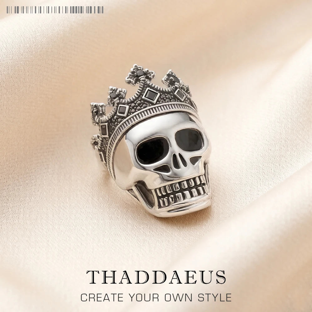 Skull King Signet Ring,Europe Fine Jewerly For Women,2022 Brand New Bohemia Lucky Gift In 925 Sterling Silver Qme Rhodium Plated 10
