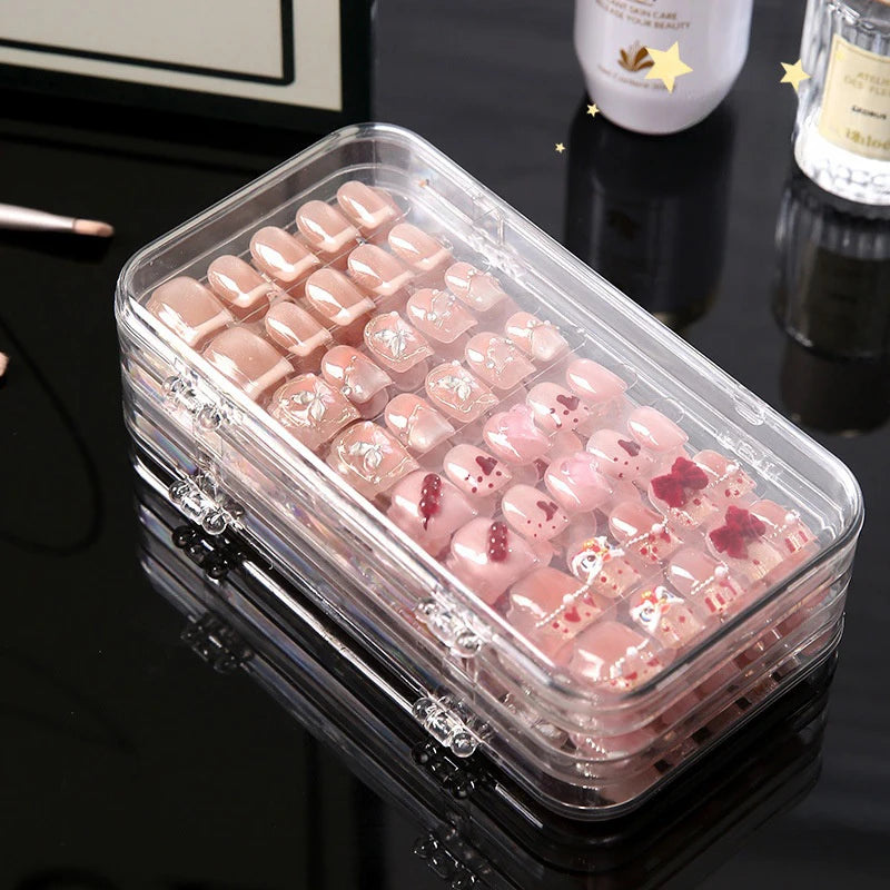 False Nail Tips Dispaly Storage Box Tape Roll Wearable Fake Nails Qme