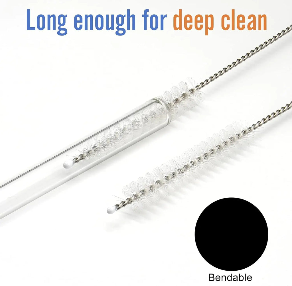 Reusable Clear Glass Straws Cleaning Brush Stanley Cup Replacement Qme