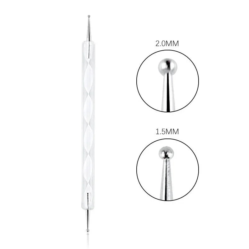 Nail Art Dotting Pen, Spiral Rod Hook Pen, Drawing Painting Marbleizing DIY Manicure Tools Qme White