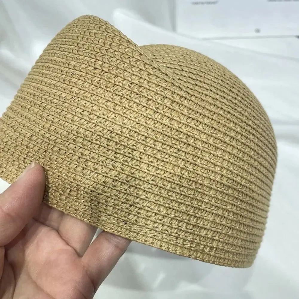 Vintage Elegant Straw Pillbox Hat Fedoras Classic Straw Beret Hat Simple Handmade Fedora Hat Summer Wear Qme