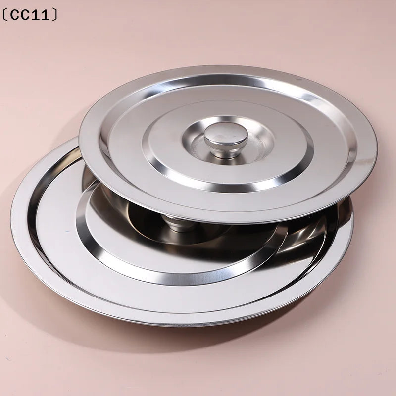 28 30 Silver Round Pot Lid Kitchen Thicken Stainless Steel Saucepan Qme