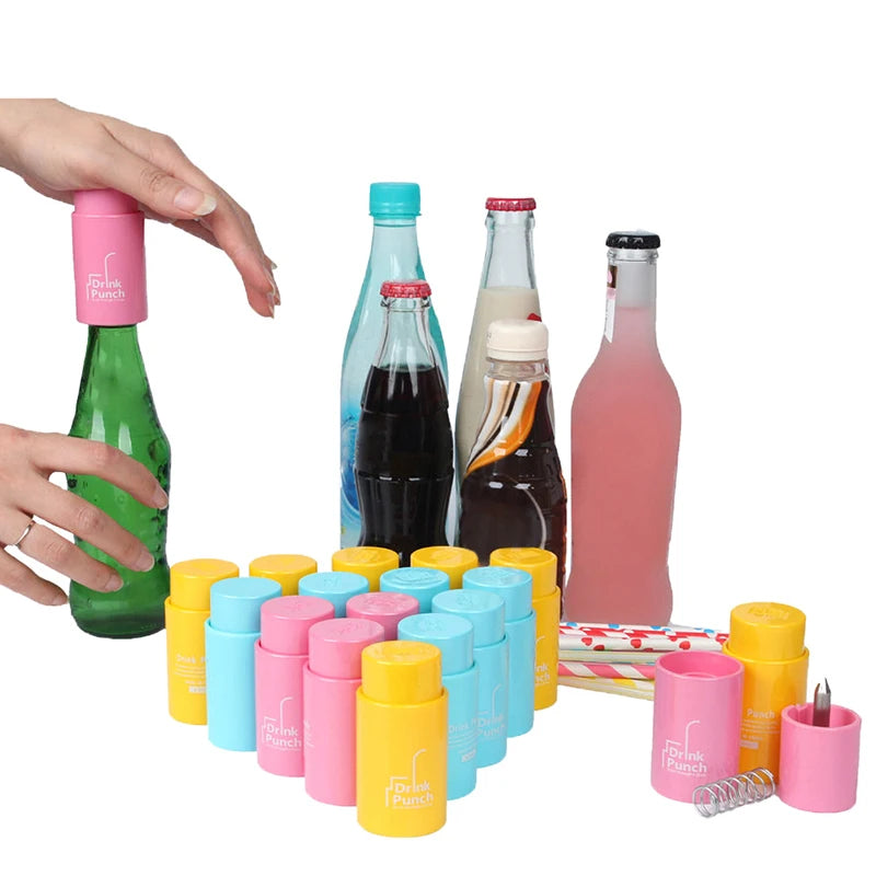 Mini Water Drill Bottle Opener Tools Drink Punch Cover Hole Straw Qme