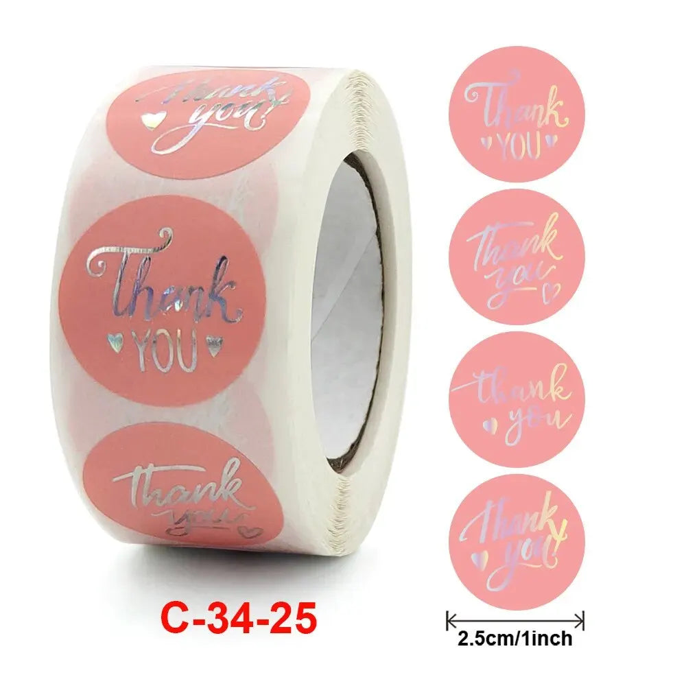 500Pcs 1inch Thank You Stickers For Envelope Sealing Labels Stationery Supplies Handmade Wedding Gift Decoration Sticker New Qme C- 34-25