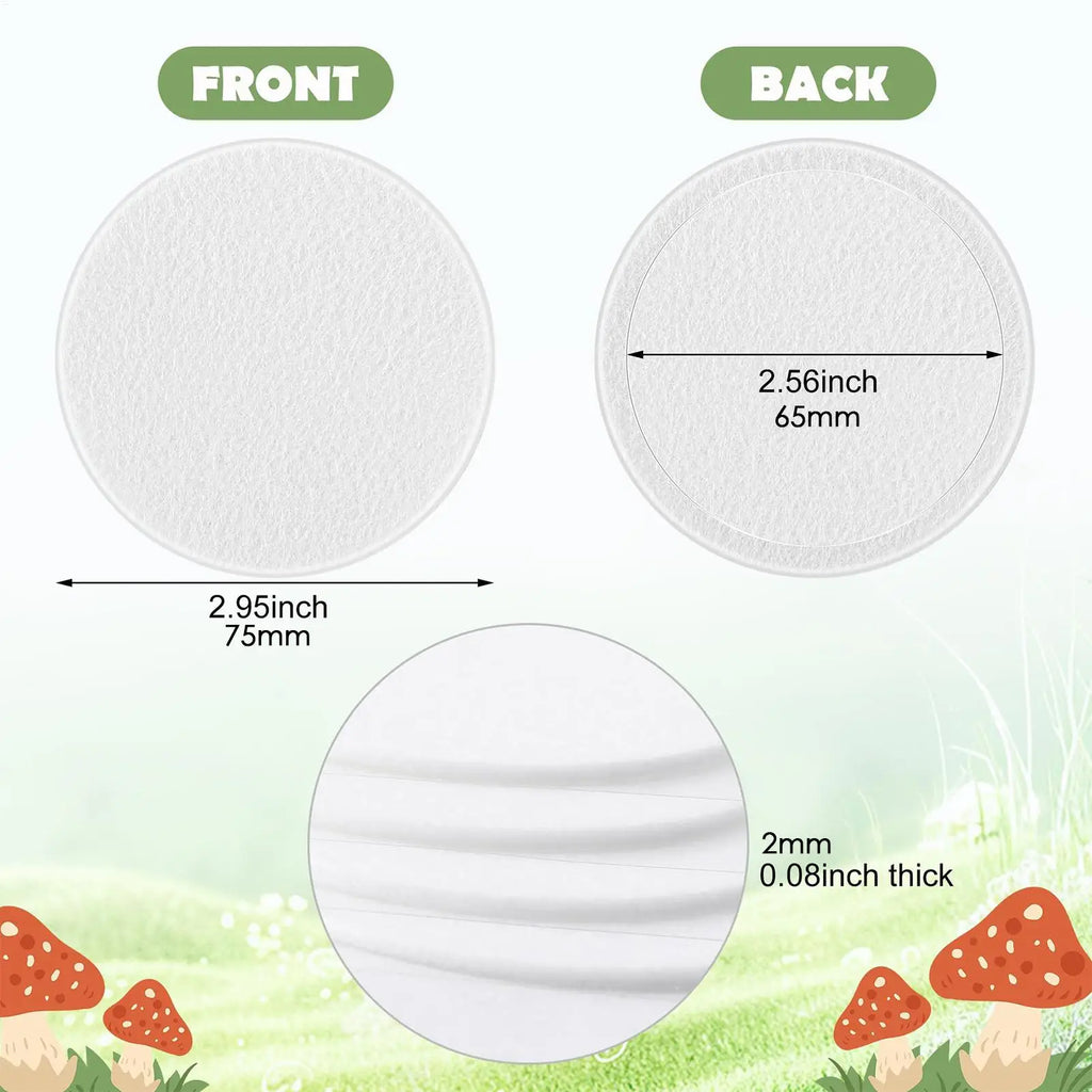 Mushroom Filter Discs 24X Mushroom Adhesive Filter Discs Cotton Pad Screen for Humidity Retention Moisture Preservation Indoor Qme