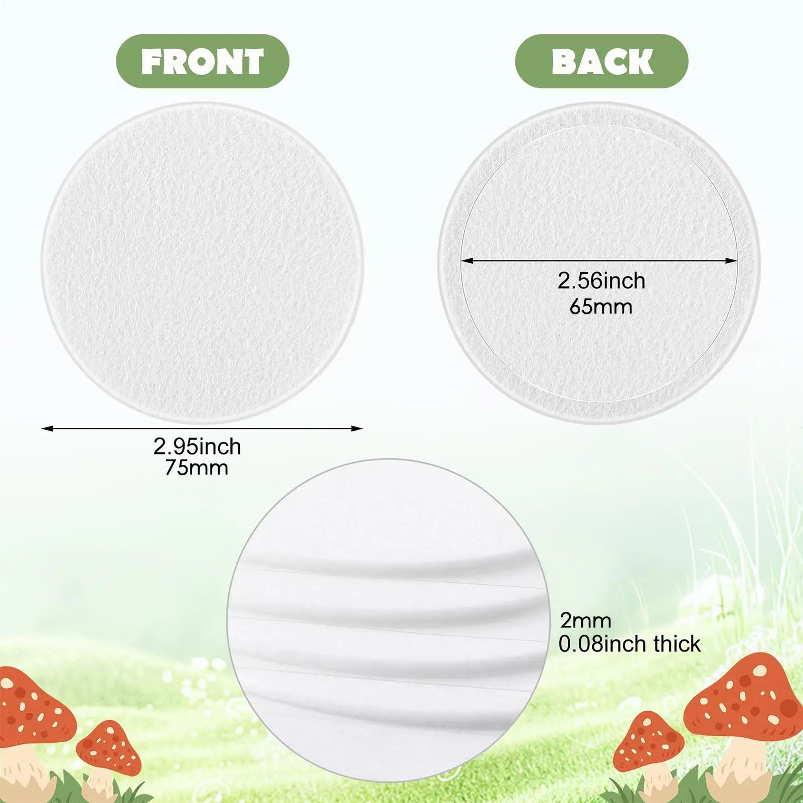 Mushroom Filter Discs 24X Mushroom Adhesive Filter Discs Cotton Pad Screen for Humidity Retention Moisture Preservation Indoor Qme