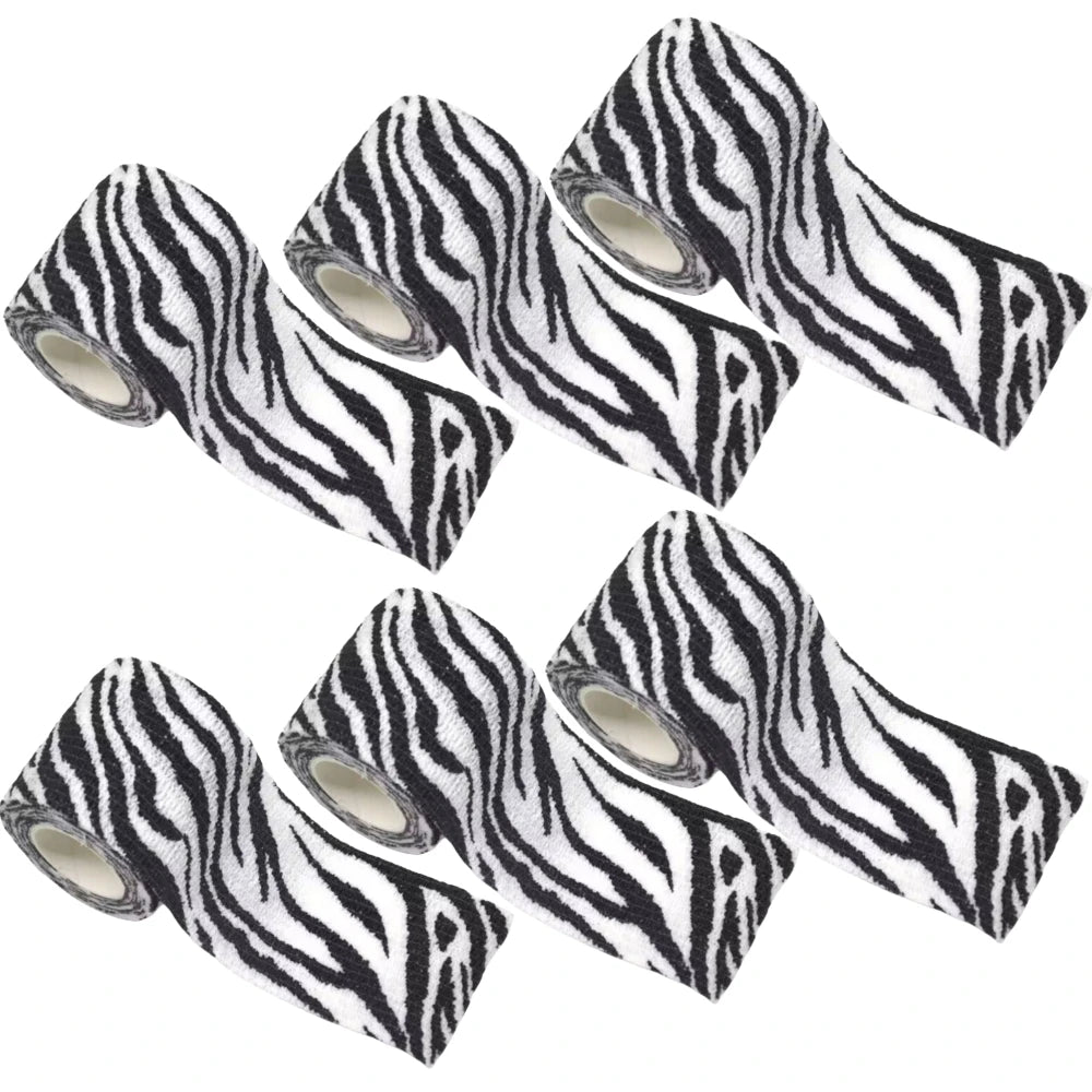 6/12PCS Gauze Bandage Self-adhesive Breathable Elastic Bandages for Nail Tattoo Art Sports Fixing Finger Wrist Leg Qme 6 Zebra