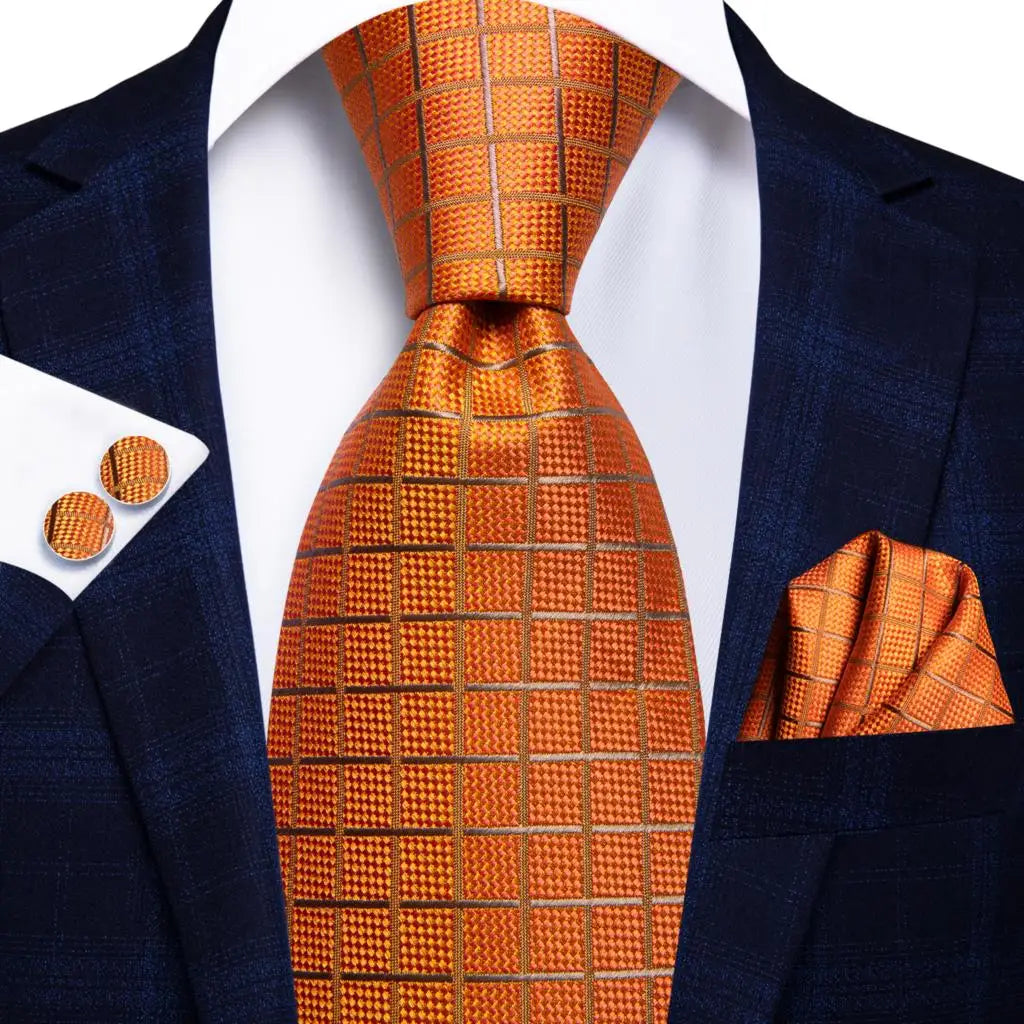 Hi-tie Designer Tie Men Orange Grey Paisley 2023 Fashion Silk Wedding