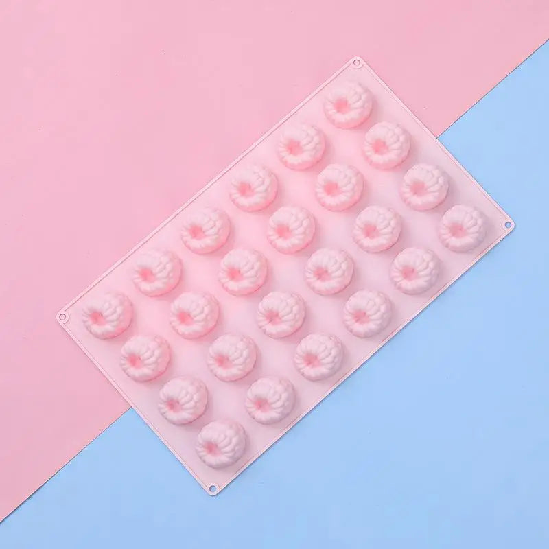 24-Cell Raspberry Design Food Grade Silicone Cake Mold Mousse Mould Qme Pink