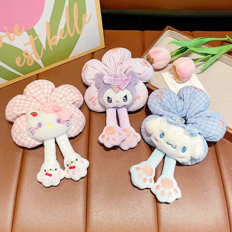 Hello Kitty Kuromi Flower-print Hair Tie Cute Bun Accessory Versatile Qme