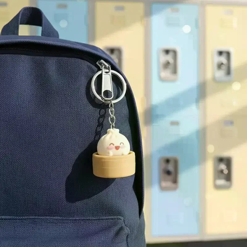 1/2Pcs Decompression Bun Clicker Keychain Mini Steamed Bun Stress Relief Toy Pendant Backpack Hanging Decoration Qme