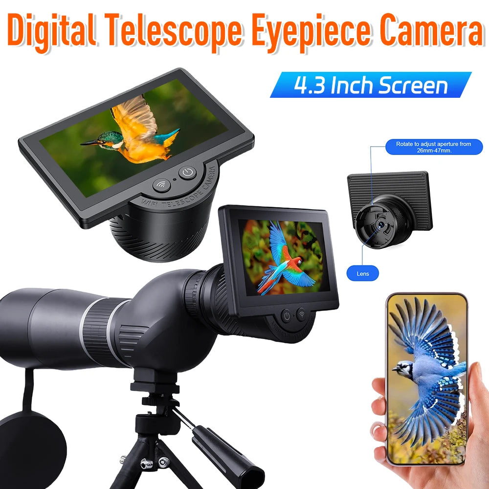 WiFi Telescope Camera Eyepiece 1080P Digital Eyepiece with 4.3 Inch IPS Screen for Astronomical Telescope Qme Default Title