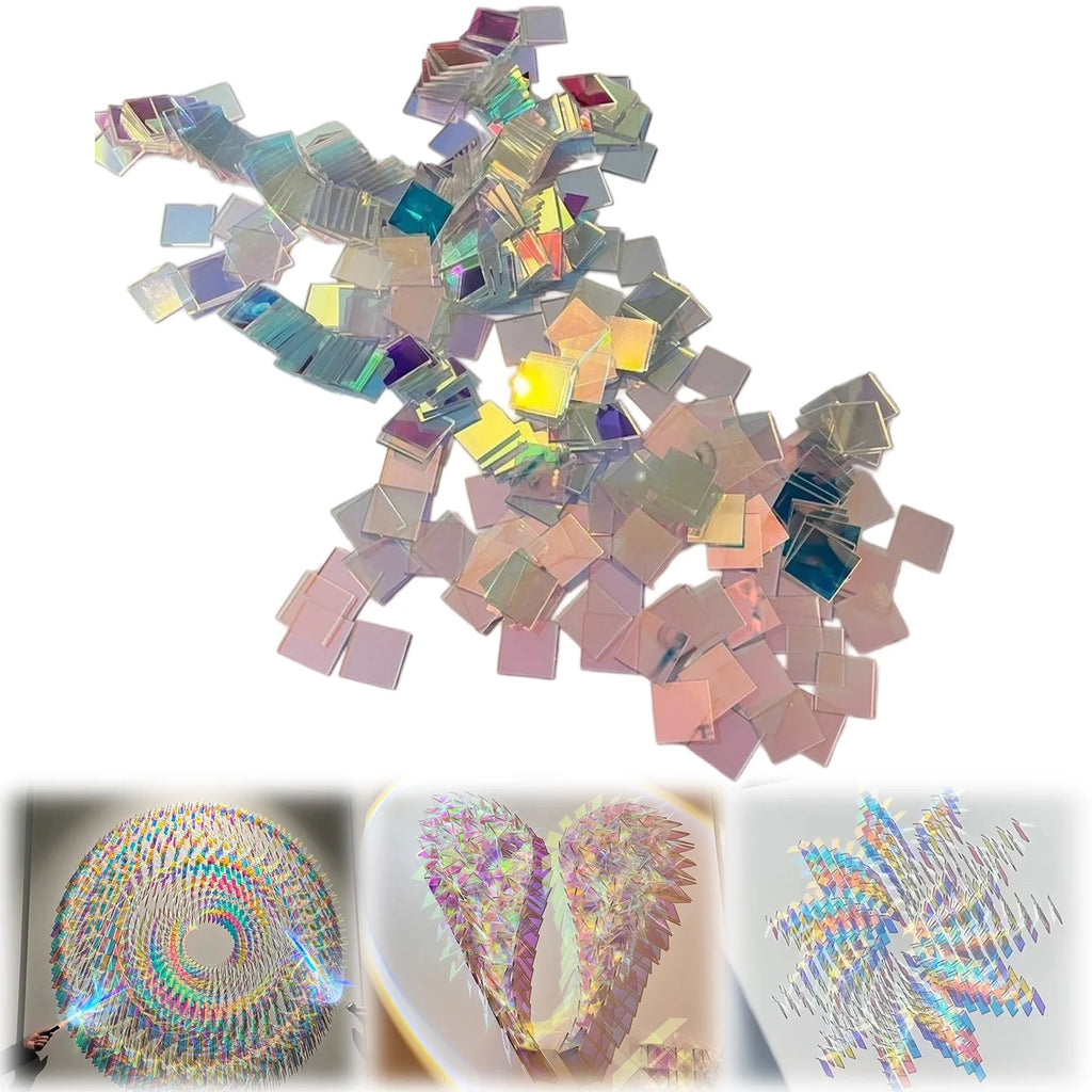 Iridescent Mosaic Tiles Decorative Bulk Stained Glass Tile Lightweight & Portable for Picture Frames Home Decor Art Supplies Qme