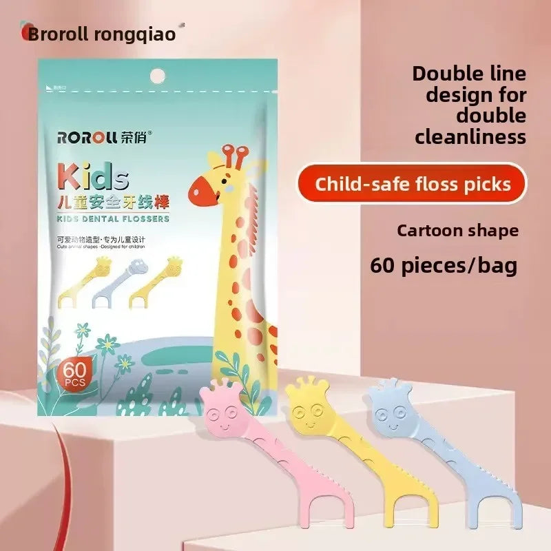 Childrens Dental Floss Barrel Colored Floss For Children Cure Dent Teeth Cleaning Orthodontic Interdental Pick Qme