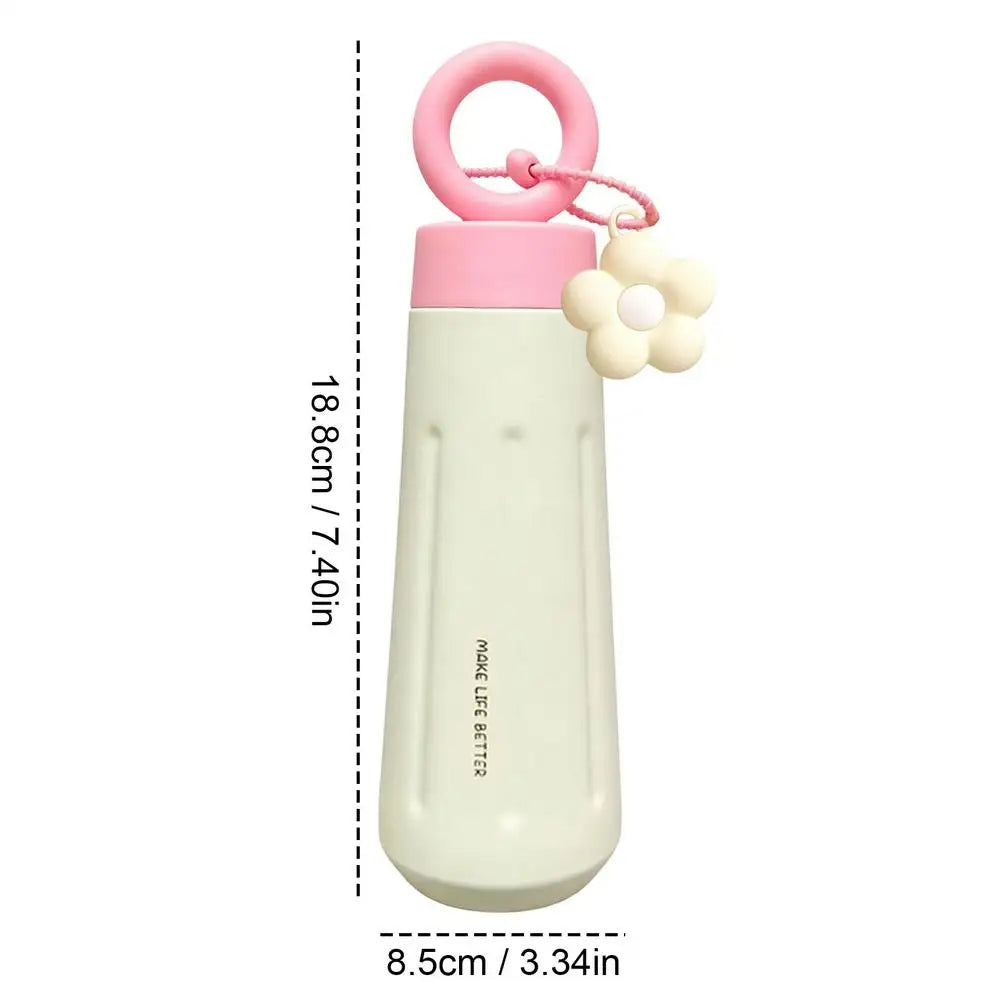 Metal Water Bottle Leakproof Stainless Steel Tumbler Cute Coffee Cup Qme CN 450ML White