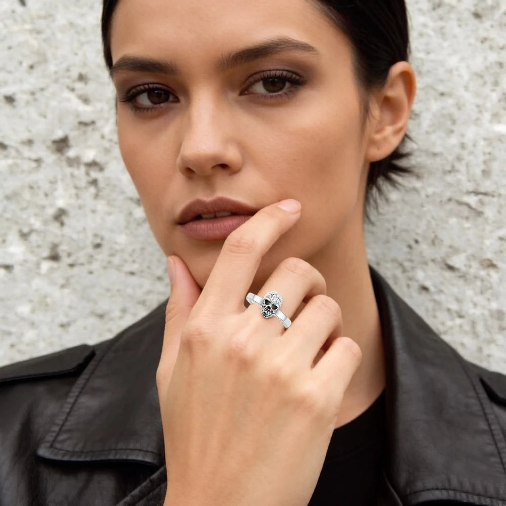 Skull White Pave Ring,Europe Style Glam Fashion Good Jewerly For Women Gift In 925 Sterling Silver,Super Deals Qme