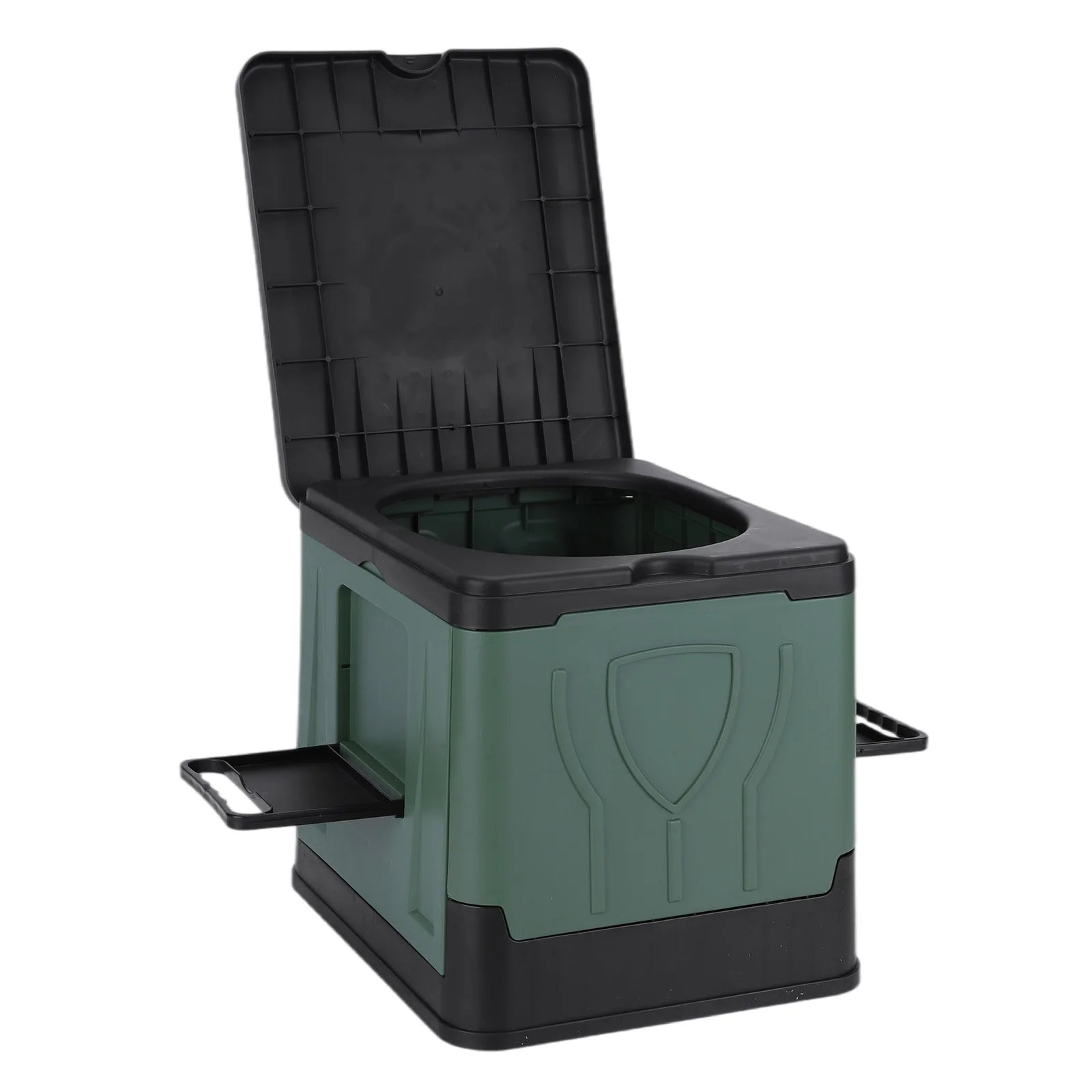 Folding Collapsible Toilet with Paper Holder & Lid Portable Potty Reusable for Adults Travel Outdoor Hiking Trips Beach Qme army green