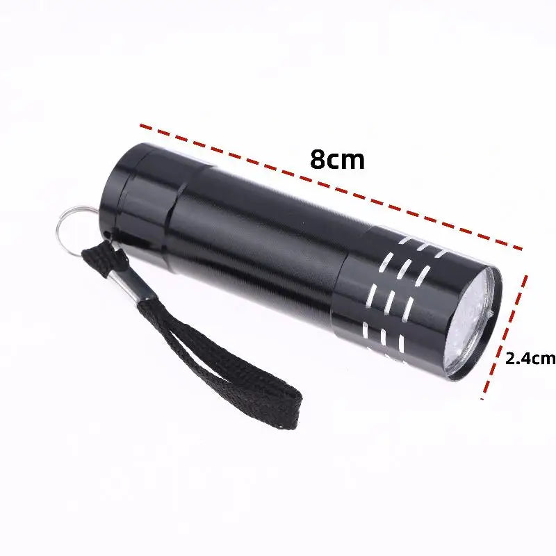 50LM 395nm Mini UV Flashlight Compact 9 LED Outdoor Lighting Tool Qme